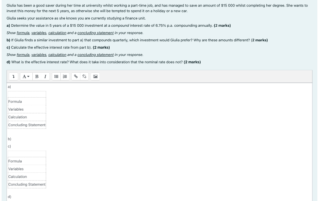 Giulia has been a good saver during her time at university