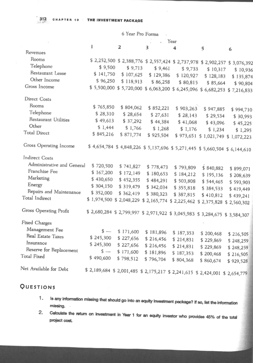 package? If so, list the information missing. 2. Calculate the return on