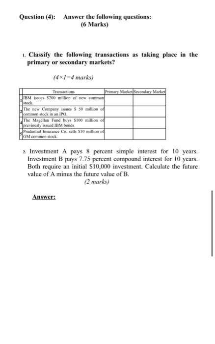  Question (4): Answer the following questions: (6 Marks) 1. Classify the