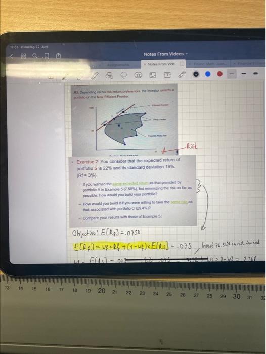 For the second question from Exercise 2, how does wf= (risk