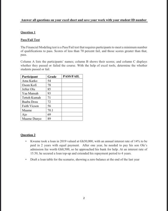  it has to be answered with microsoft execel Answer all questions