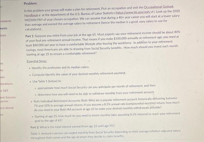  cements nents ions US Problem: In this problem your group will