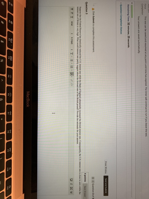  This test can be saved and resumed at any point until