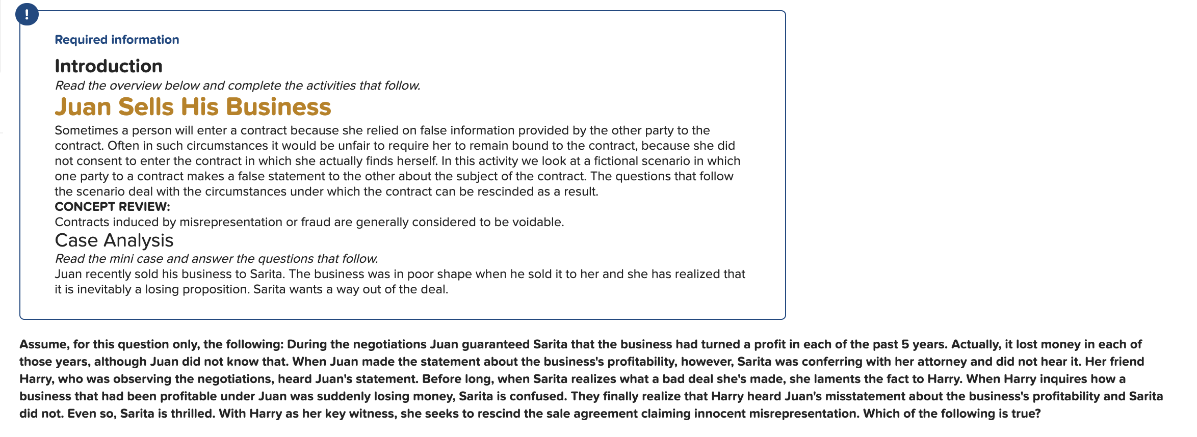  Required information Introduction Read the overview below and complete the activities