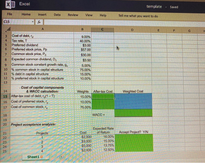  x] Excel template - Saved Insert Data Review View File Home