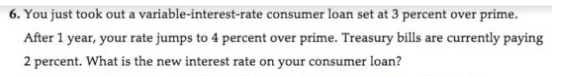 6. You just took out a variable-interest-rate consumer loan set at