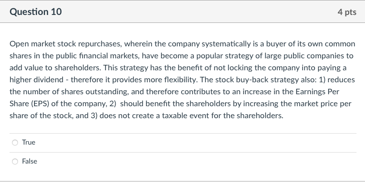 Question 9 4 pts Smith & Rock Entertainment Inc.'s CFO has determined