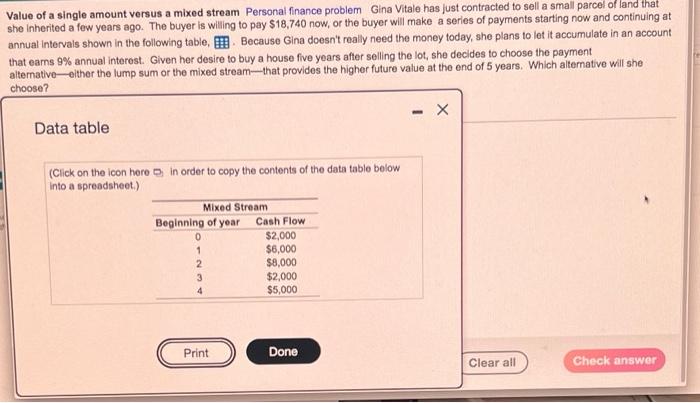  Value of a single amount versus a mixed stream Personal finance