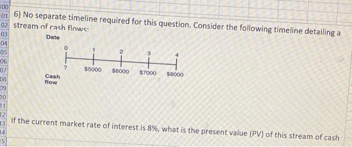  100 01 6) No separate timeline required for this question. Consider