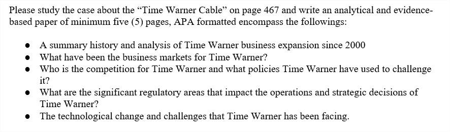  Please study the case about the "Time Warner Cable on page