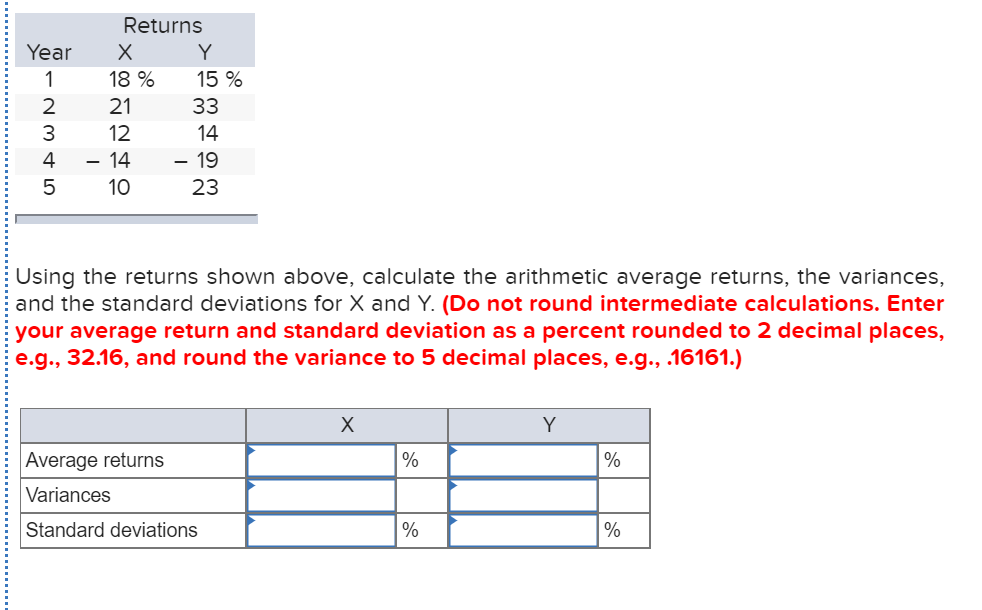  Year 1 2 3 4 5 NmLO Returns X Y 18