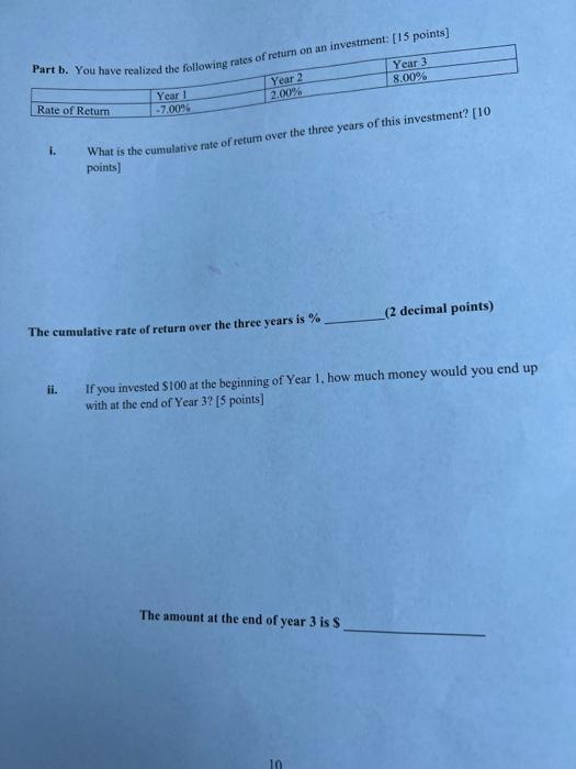 THE FINAL ANSWER IS CORRECT! QUESTION 4 - RISK AND RETURN (25