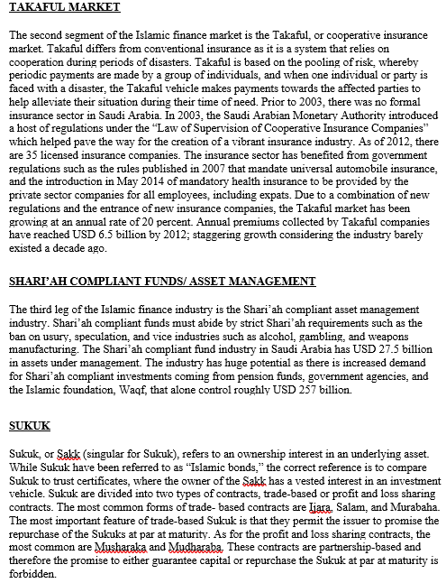 Project Financing In The Kingdom Of Saudi Arabia. 1.Elaborate on the key