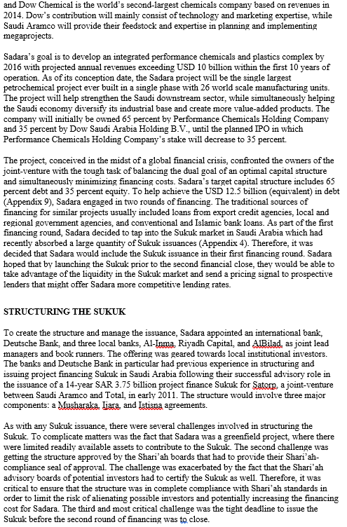 Sukuk supply. (450 words) 3.Outline some of the steps that might help