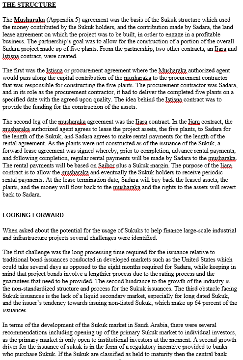 strengthen the Sukuk market. (300 words) 4.Develop a SWOT analysis of the