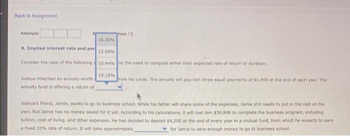 and period Consider the case of the following annuities, and the need