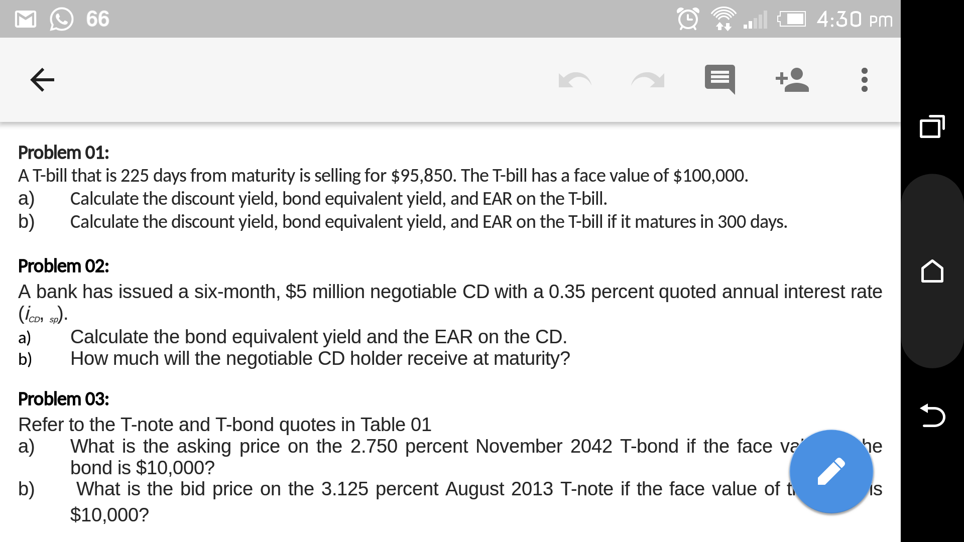 Need help with these 3 questions please M 6 4:30 pm Problem