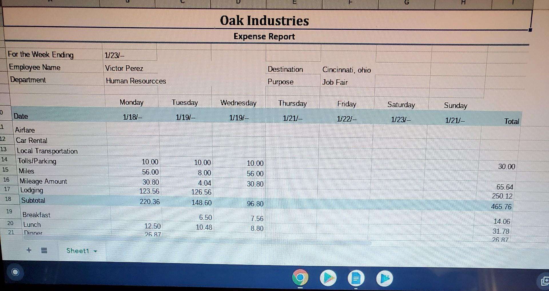 data files. Edit the expense report to correct errors in spelling, capitalization,