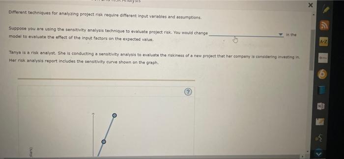  X Different techniques for analyzing project risk require different input variables