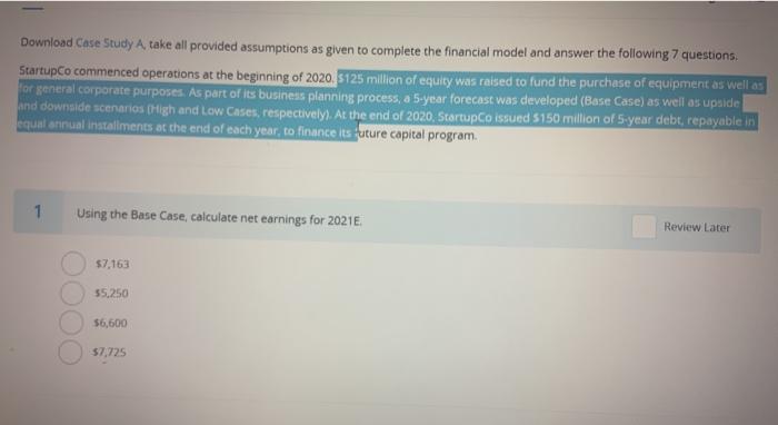  Download Case Study A take all provided assumptions as given to