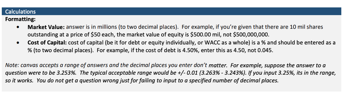 Please help with parts A, b, c and D . Calculations Formatting: