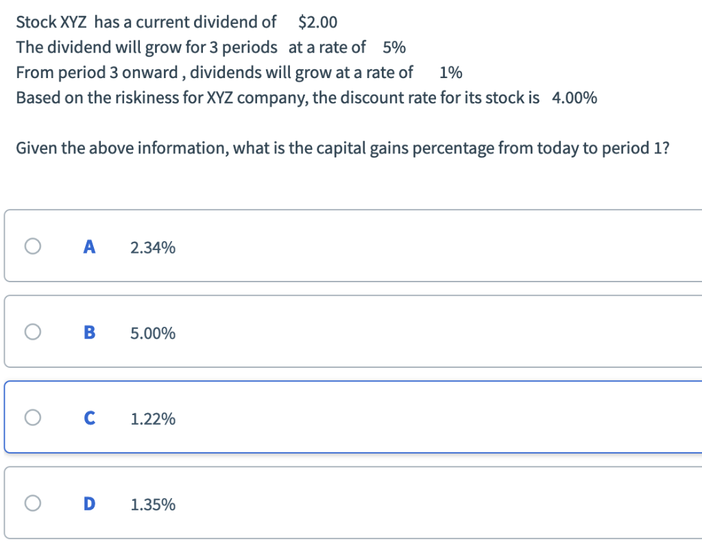 Gordon Growth Model, what is the dividend yield of this stock between