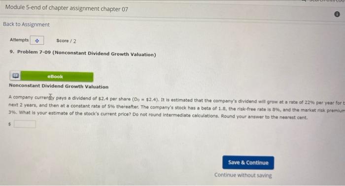  Module 5-end of chapter assignment chapter 07 Back to Assignment Attempts