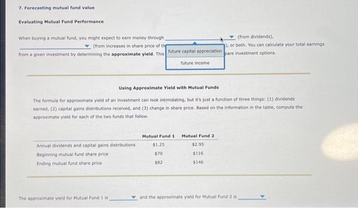  7. Forecasting mutual fund value Evaluating Mutual Fund Performance When buying