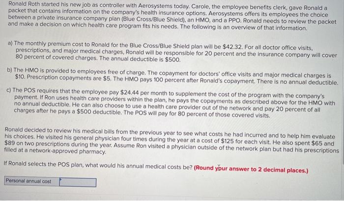 on the company's health insurance options. Aerosystems offers its employees the choice