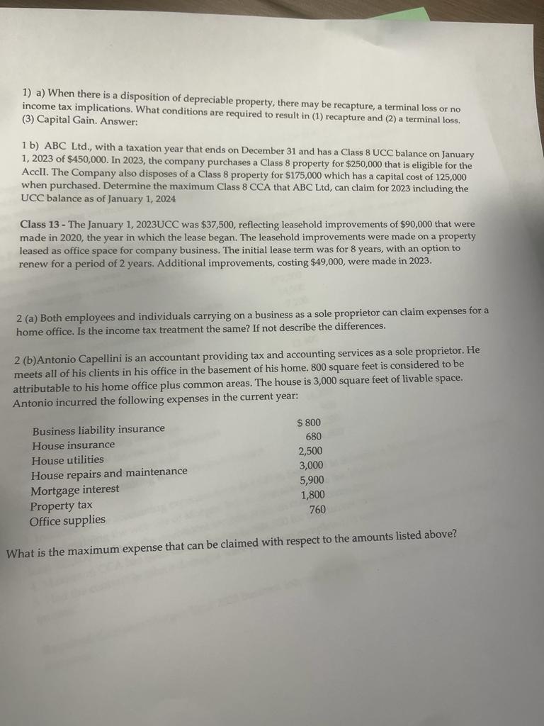 help me with 2 a part. 1) a) When there is a