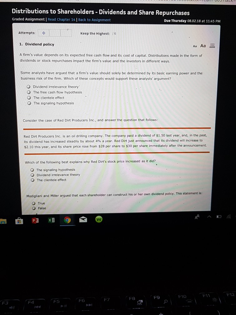  Distributions to Shareholders - Dividends and Share Repurchases Graded Assignment |