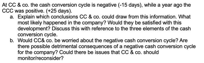 Could you please explain this? At CC \& co. the cash conversion