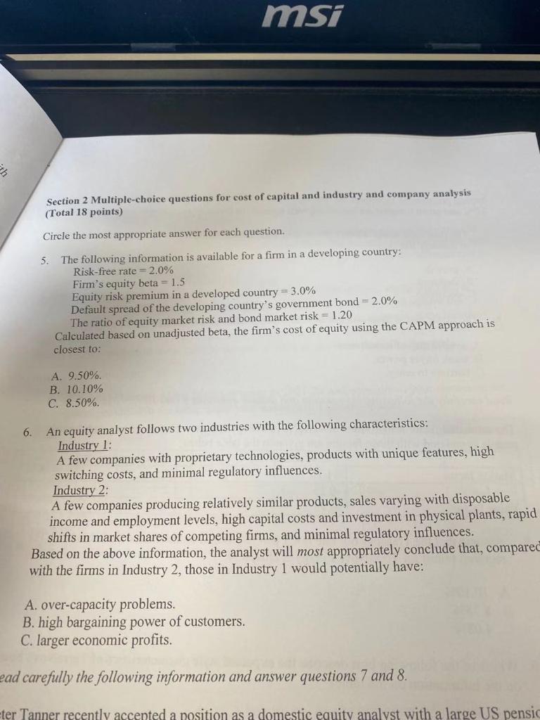 please answer Q5 !!No need to explain!! Please give me the answer