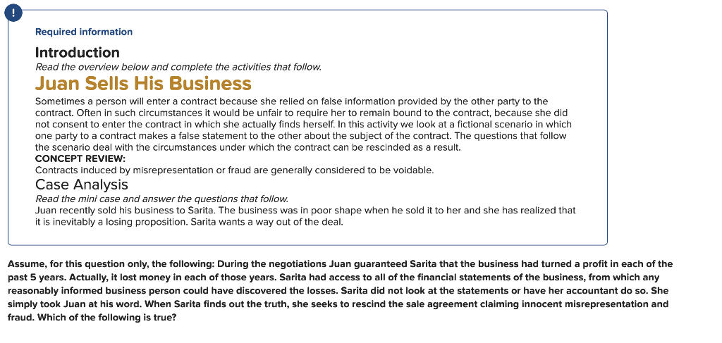  Required information Introduction Read the overview below and complete the activities