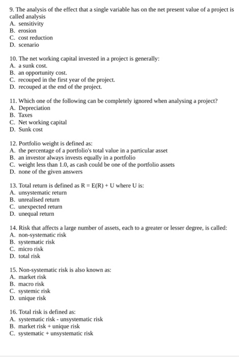  9. The analysis of the effect that a single variable has