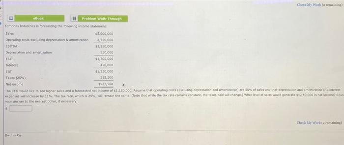  Chuck My Work remaining nok Problem walk-through Edmonds Industries is forecasting