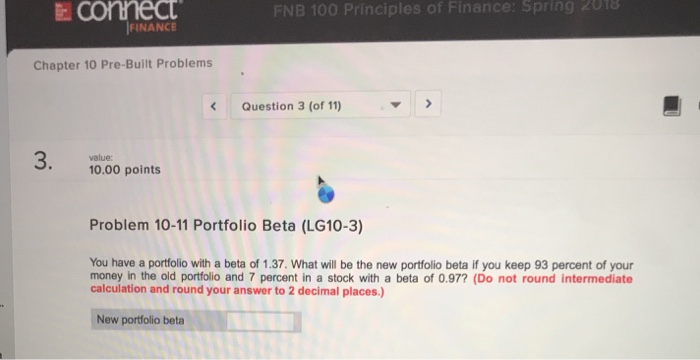 FNB 100 Principle FINANCE Chapter 10 Pre-Built Problems Question 3 (of