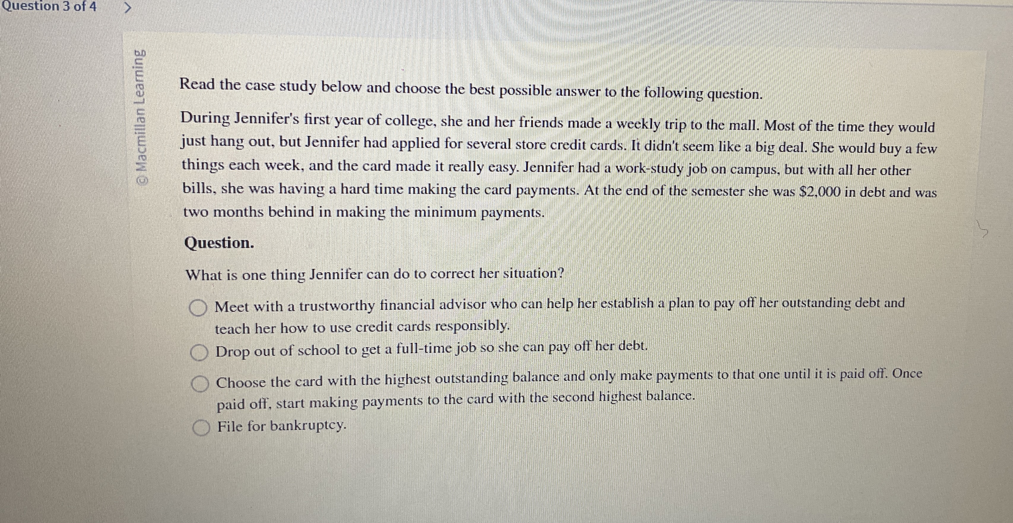  Read the case study below and choose the best possible answer