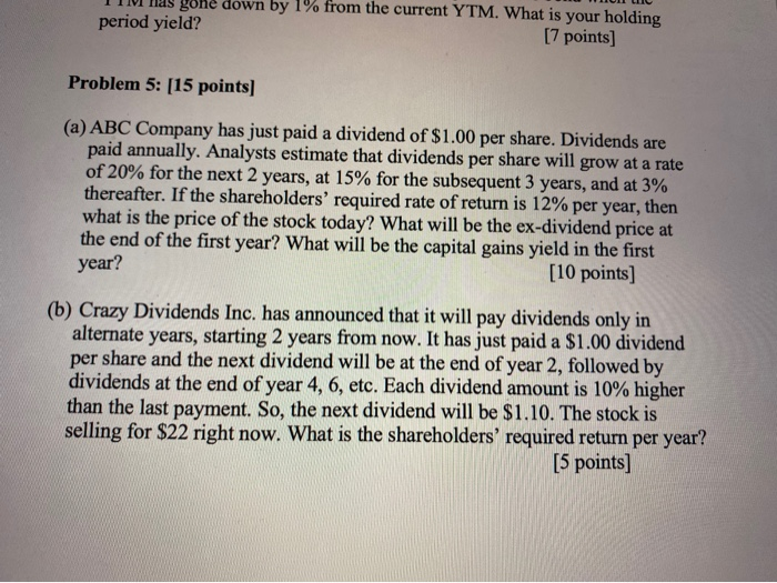  V nas gone down by 1% from the current YTM. What