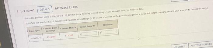  solve the problem using 6.2% up to $128,400 for social security