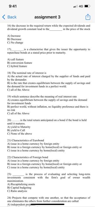 from Q 16 till Q24 16) the decrease in the required return