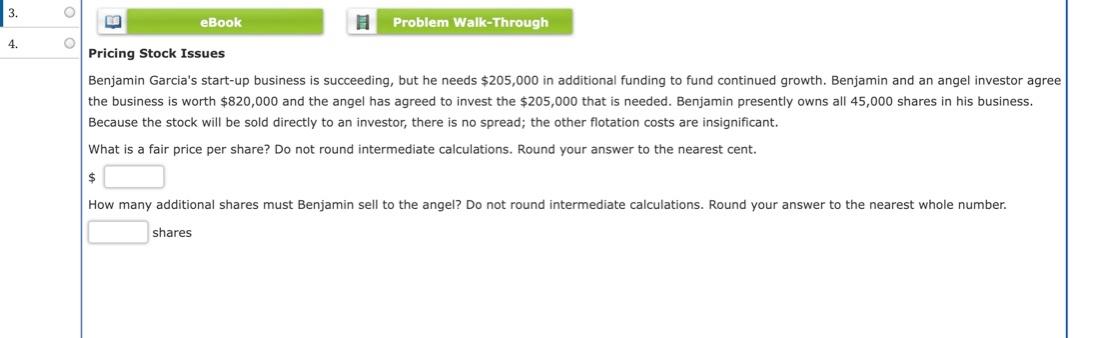  3. 4. O O H Problem Walk-Through Pricing Stock Issues Benjamin