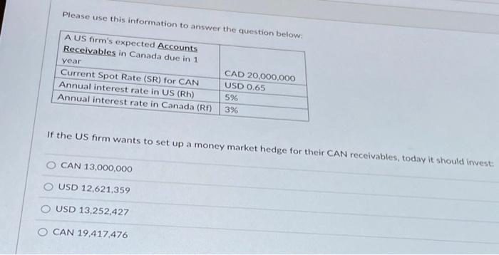  Please use this information to answer the question below: A US