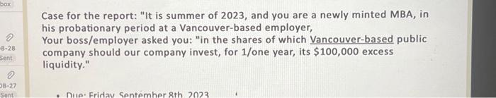  box 0 18-28 Sent 0 08-27 Sent Case for the report: