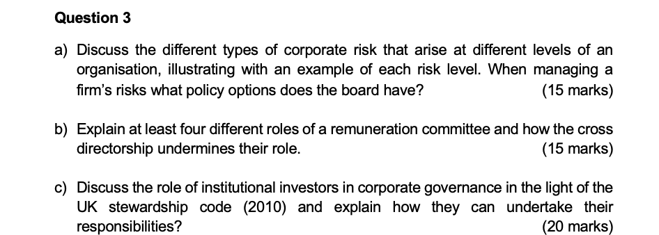 Please answer Question 3 in 3a) 3b) 3c) format! Thanks. If you