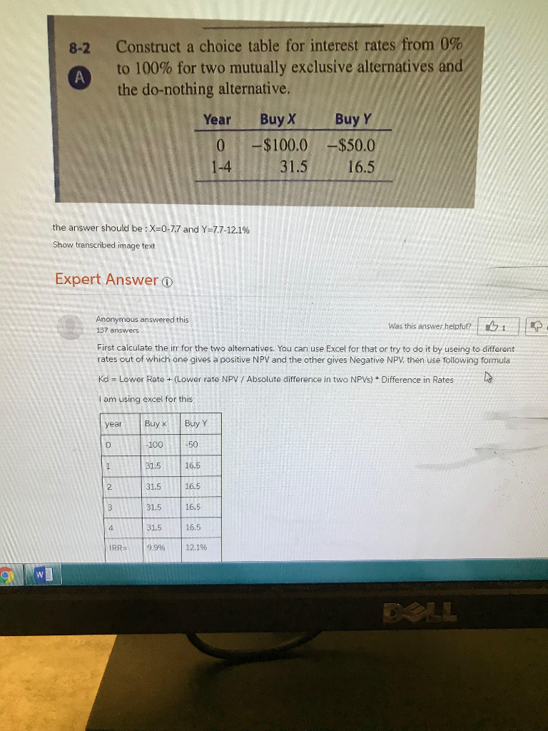 please show me step by step how he got the IRR BUY