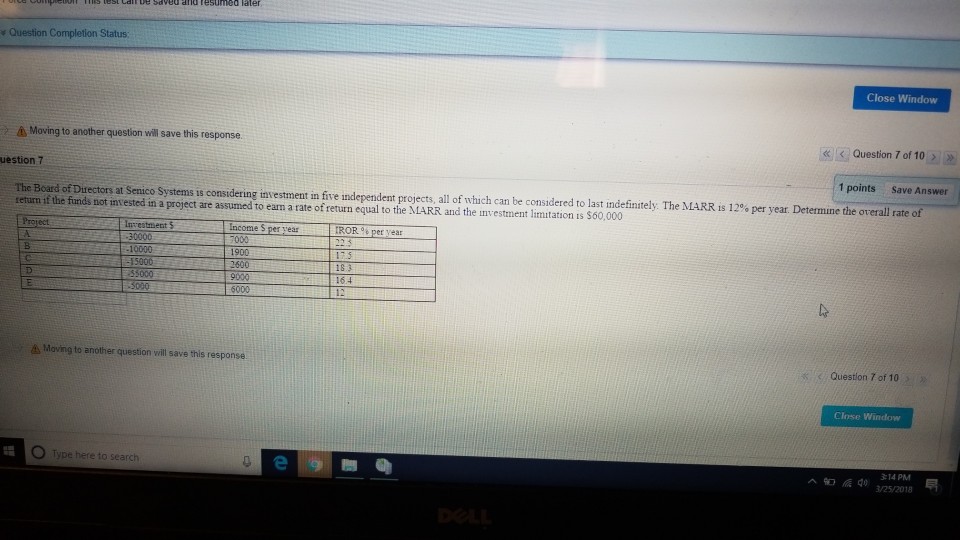 independent projects, all of which can be considered t return if the