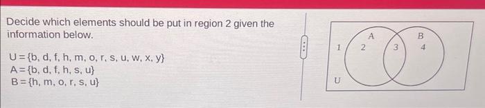  Decide which elements should be put in region 2 given the