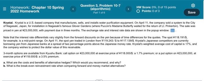  Homework: Chapter 10 Spring 2022 Homework Question 3, Problem 10-7 (algorithmic)
