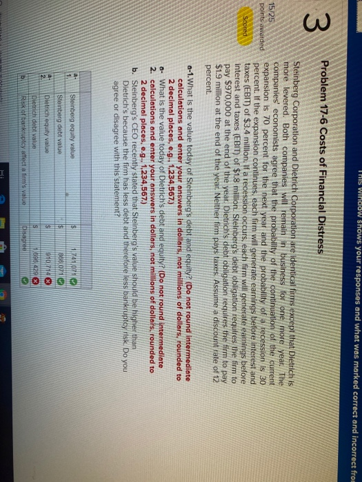  THIS Window shows your responses and what was marked correct and